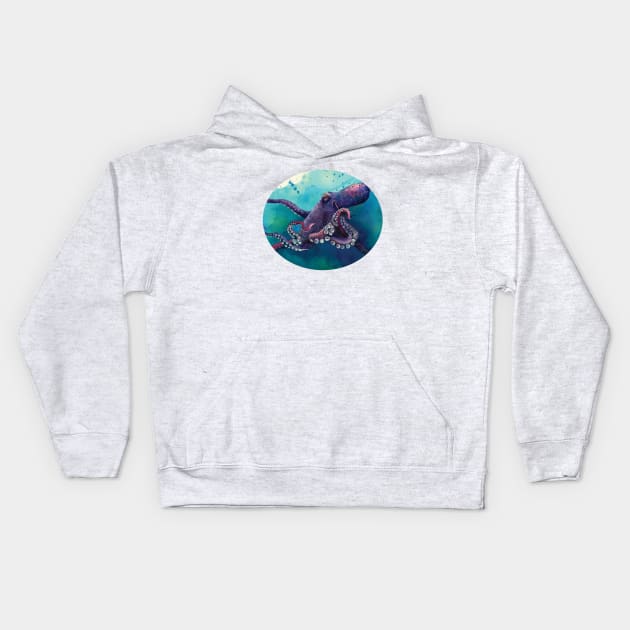 Purple Octopus Hovers Kids Hoodie by JCPhillipps